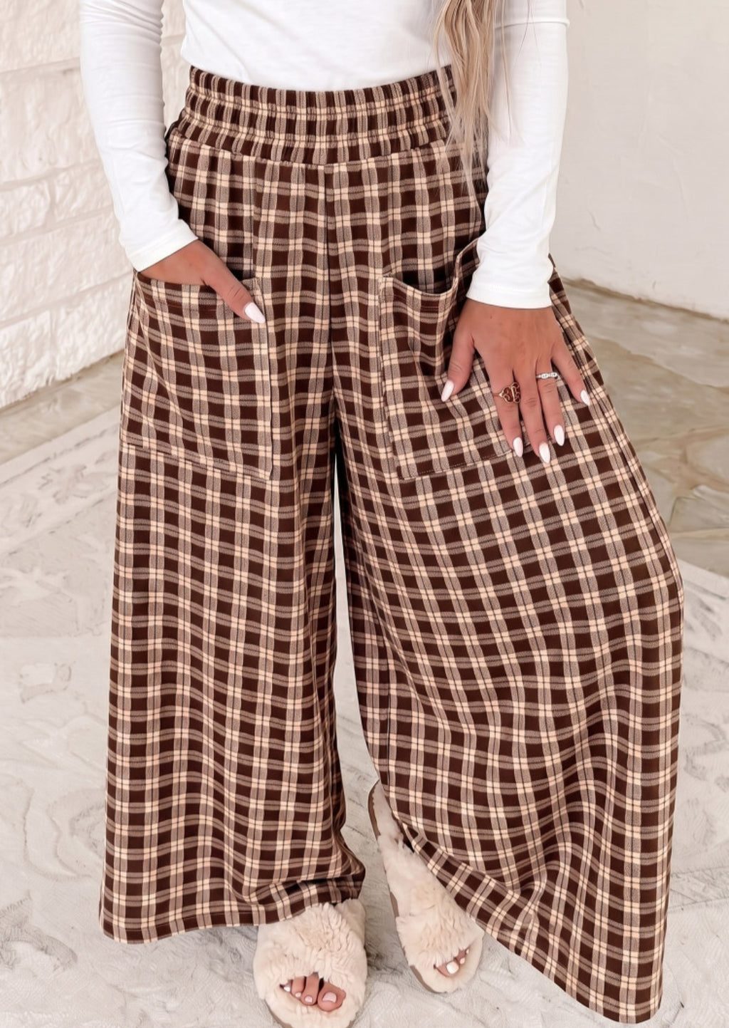 Brown Plaid Wide Leg Pants *PREORDER*
