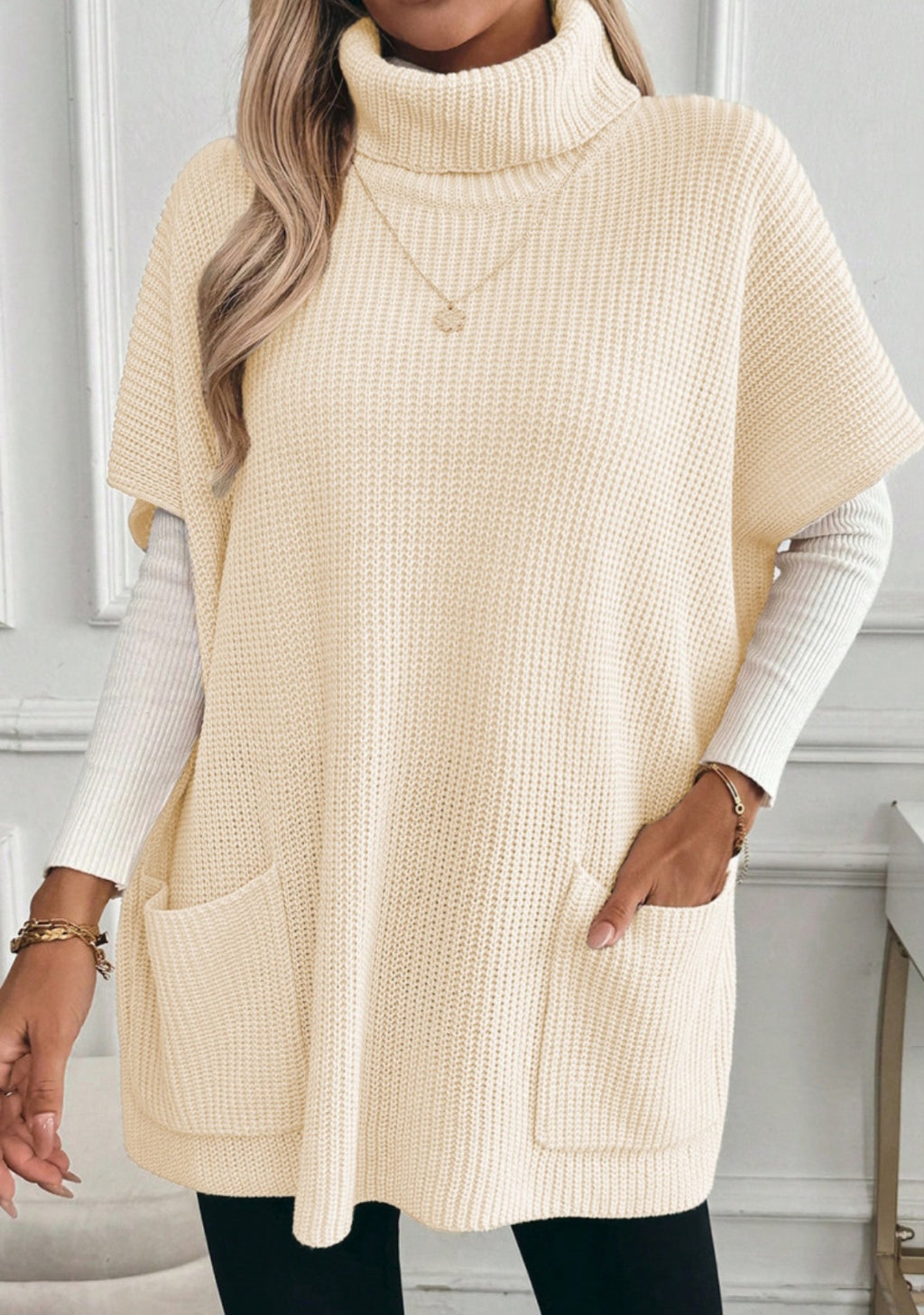 Turtle Neck Short Sleeve Tunic Sweater *PREORDER*