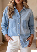 LS Solid and Stripe Denim Top *PREORDER*