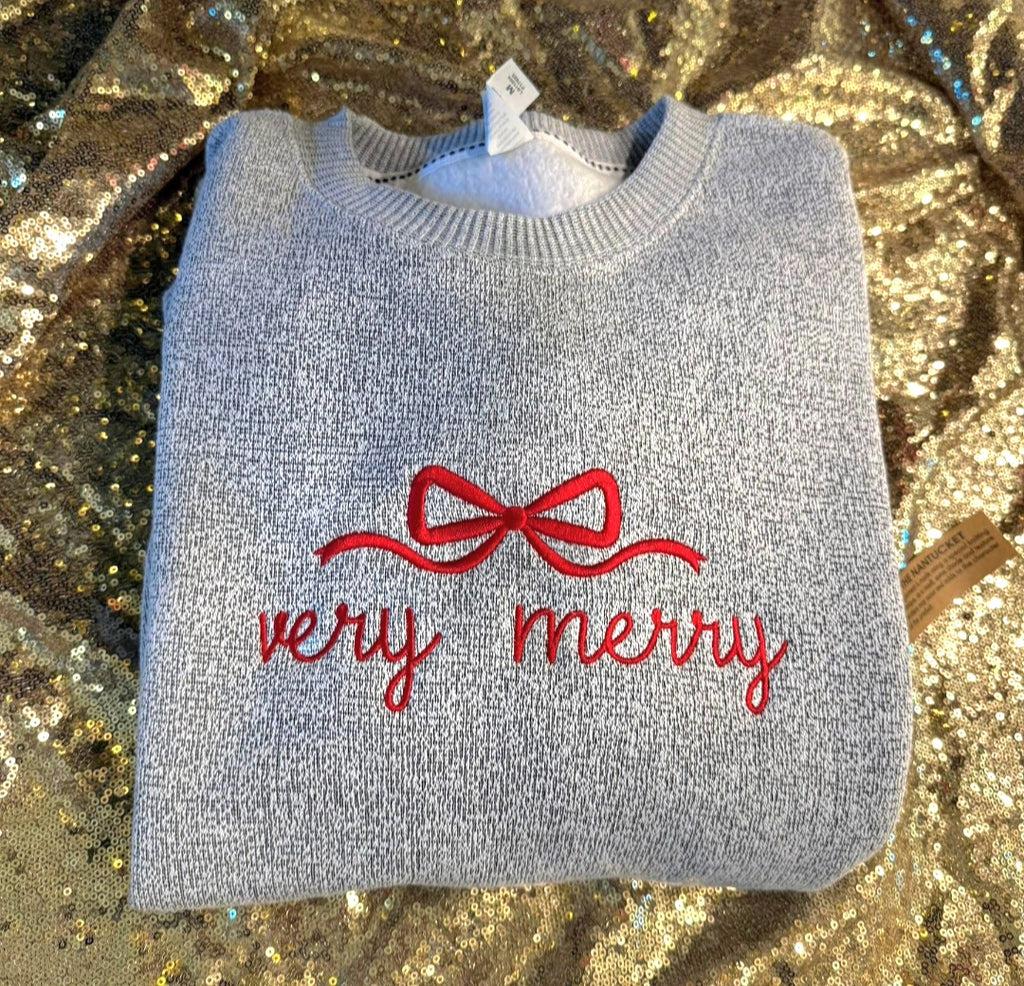 Cape Cod Grey Very Merry Embroidered *PREORDER*