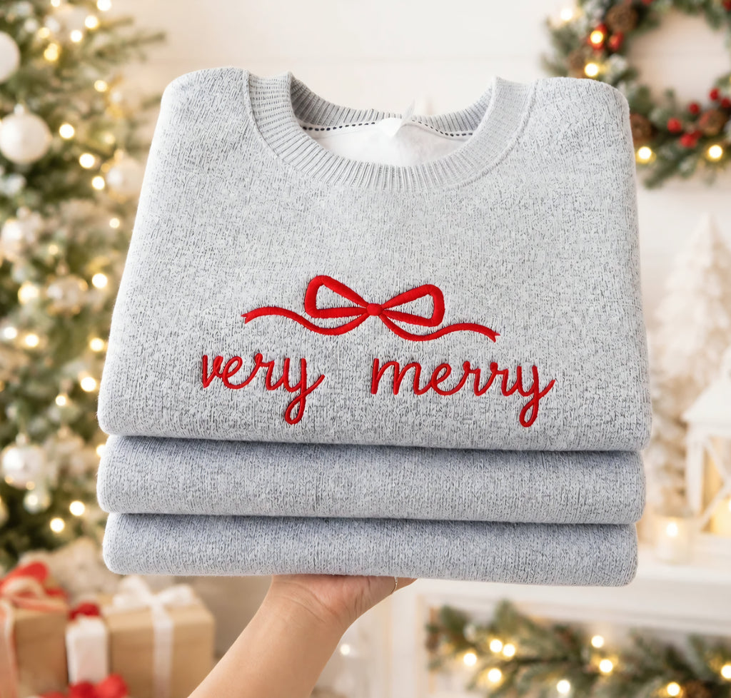 Cape Cod Grey Very Merry Embroidered *PREORDER*