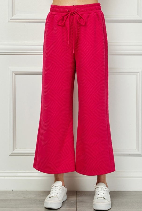 Textured Wide Crop Pant Barbie Pink