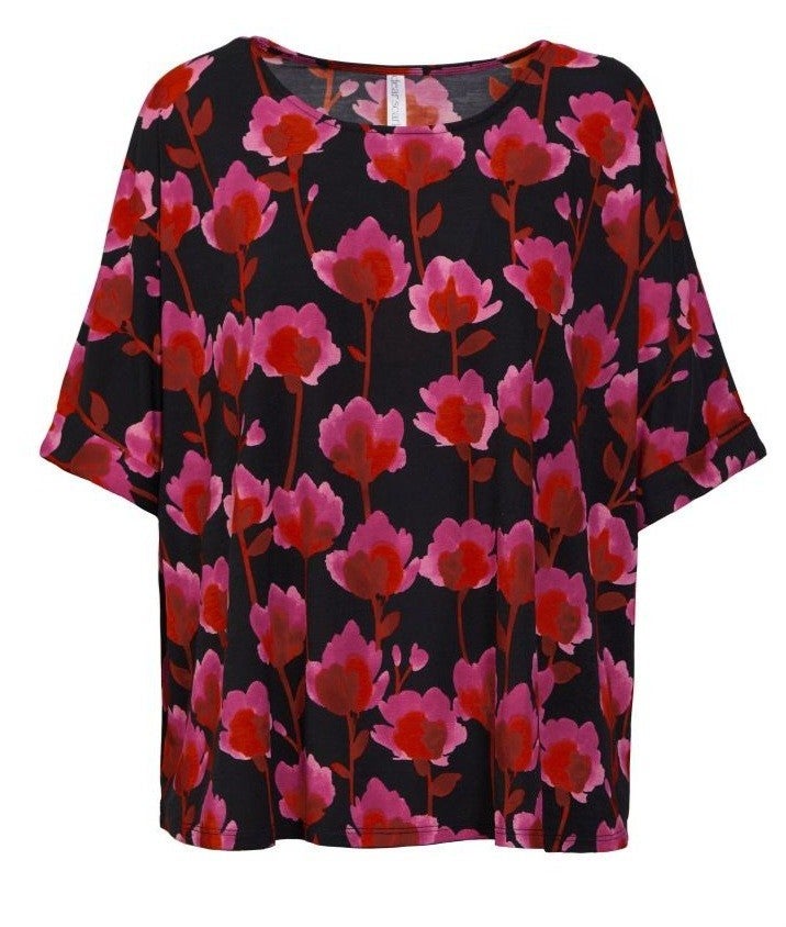 Boyfriend Top Fuchsia Floral