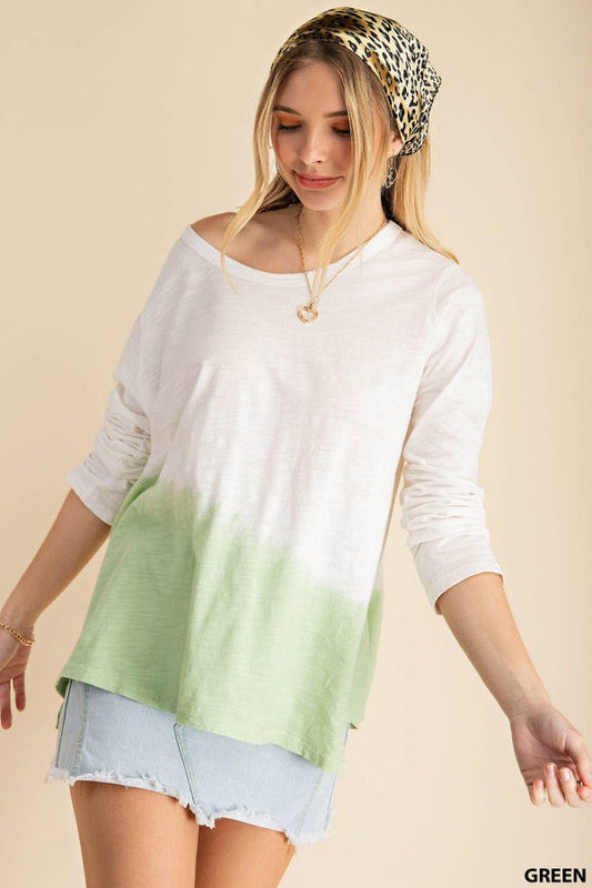 Kori Dip Dyed Slub Knit Top Green