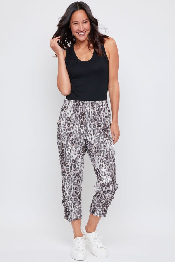 Ruched Ankle Crop Pant Leopard