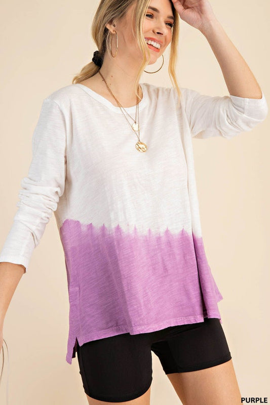 Kori Dip Dyed Slub Knit Top Purple