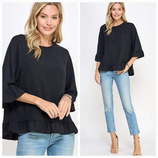 Airflow Ruffle Top Black