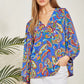Everly V-Neck Blouse in Royal Paisley