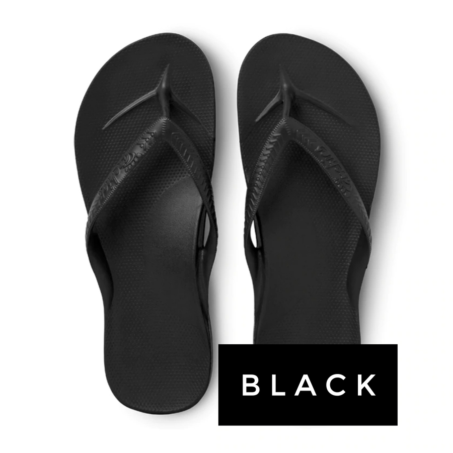 Archies Arch Support Flip Flops IN STOCK-Black