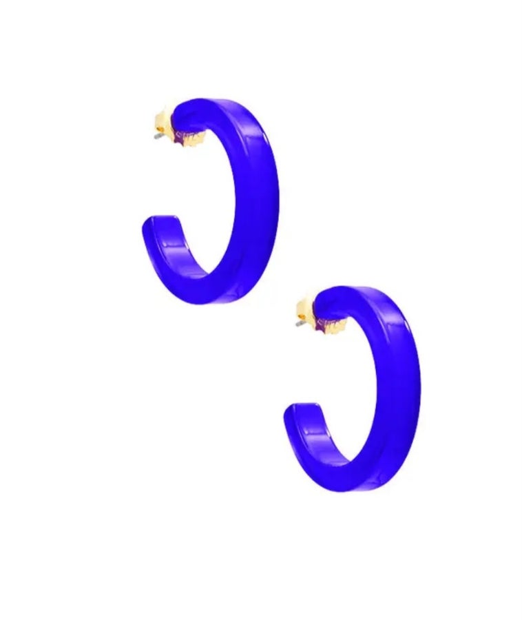 Zenzii Fun Colors Hoop Earrings-Cobalt Blue