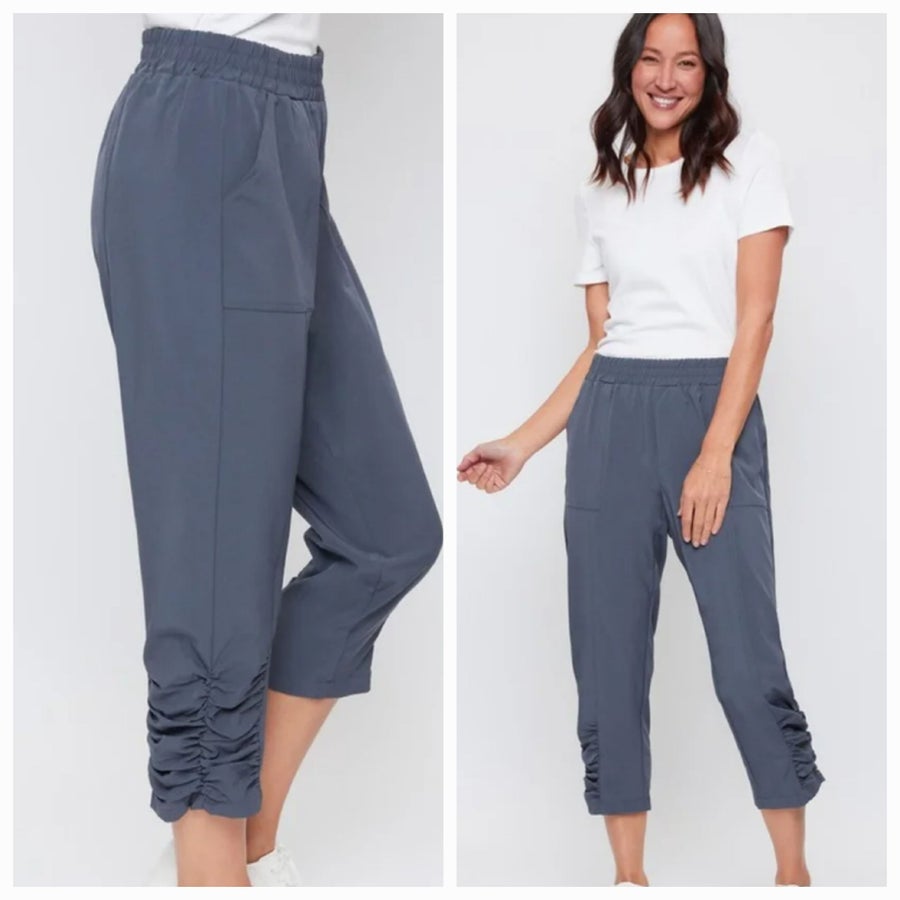 Ruched Ankle Crop Pant Graphite