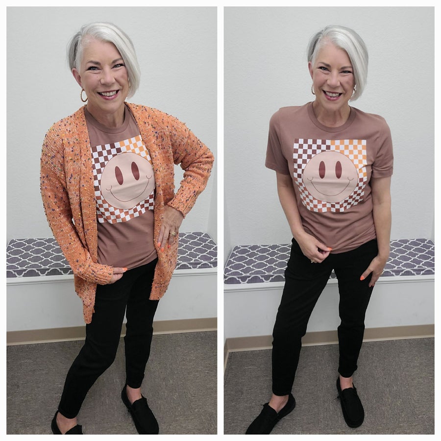 Fall Checkered Smiley Tee