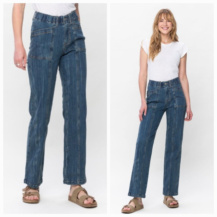 Judy Blue Groovy Elastic Waist Straight Jean