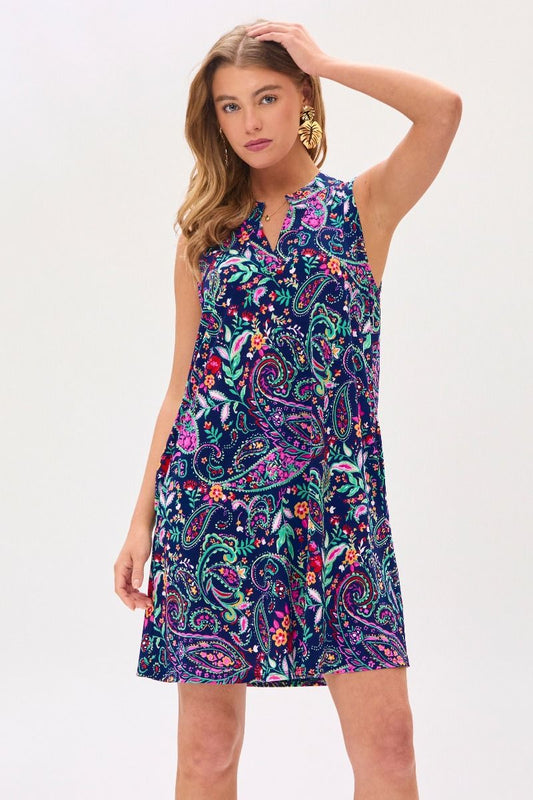 Dear Scarlett Lizzy Dress in Navy Paisley