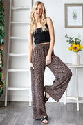 Urban Ribbed Leopard Print Wide Leg Pant