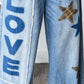Oli & Hali Washed Star Love Patchwork Jeans