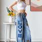 Oli & Hali Washed Star Love Patchwork Jeans