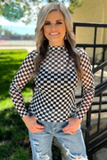 Sterling Kreek Checkered Mesh Tops Black/White