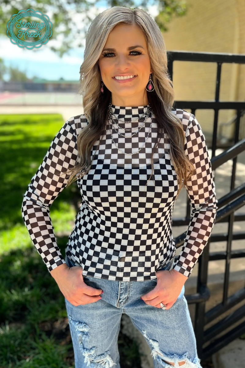 Sterling Kreek Checkered Mesh Tops Black/White