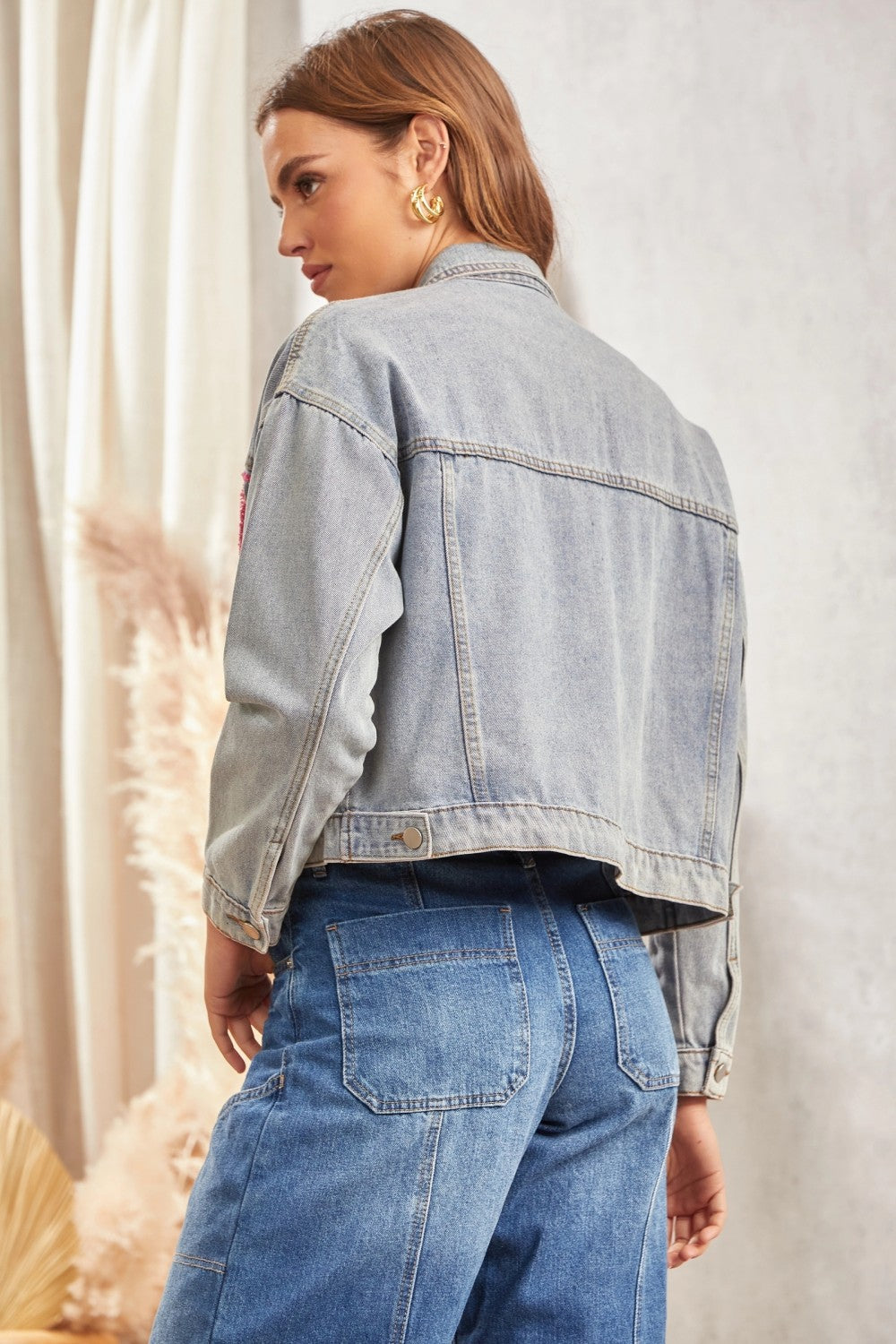 Savannah Denim Jacket with Pink Fringe