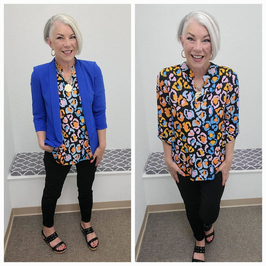 Lizzy Top in Leaping Leopard