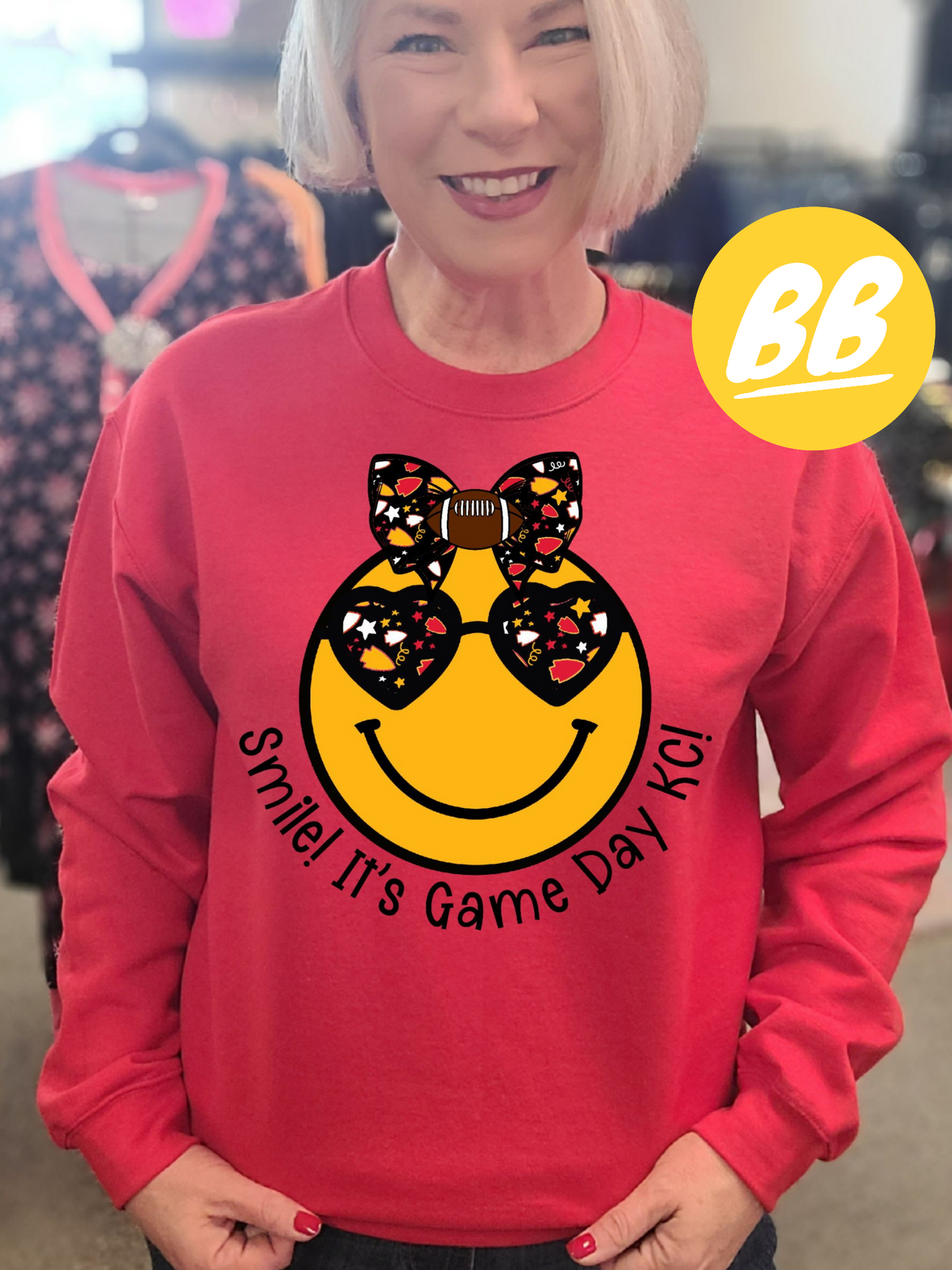 Smile It's Game Day Red Sweatshirt *PREORDER*