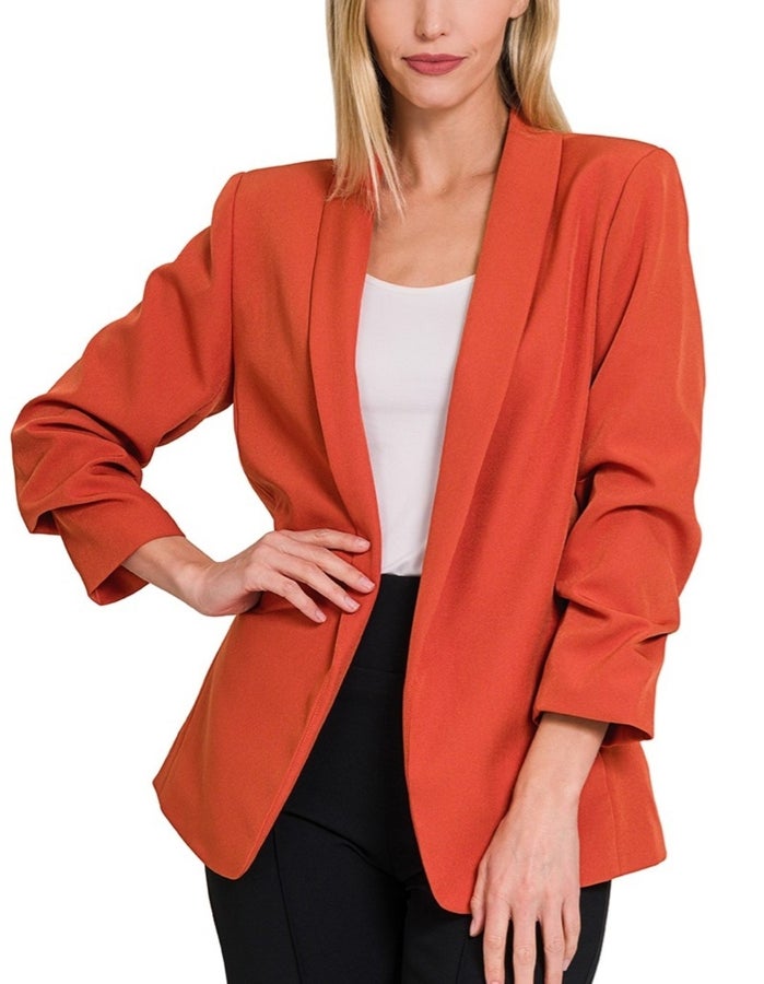 Scrunch Sleeve Blazer Copper