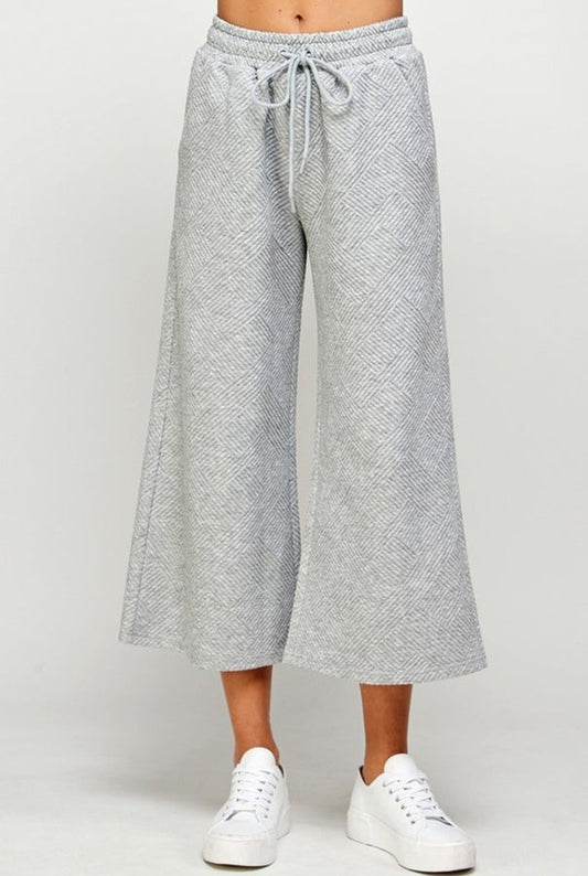 Textured Wide Crop Pant Grey